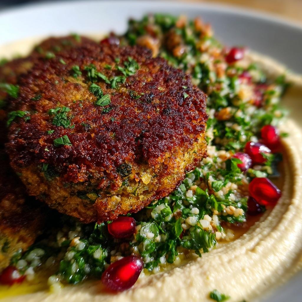 Hemgjord Falafel med Hummus, Tabouleh och Granatäpple