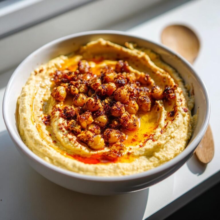 Hemgjord Hummus med Rostade Kikärtor och Paprikaolja