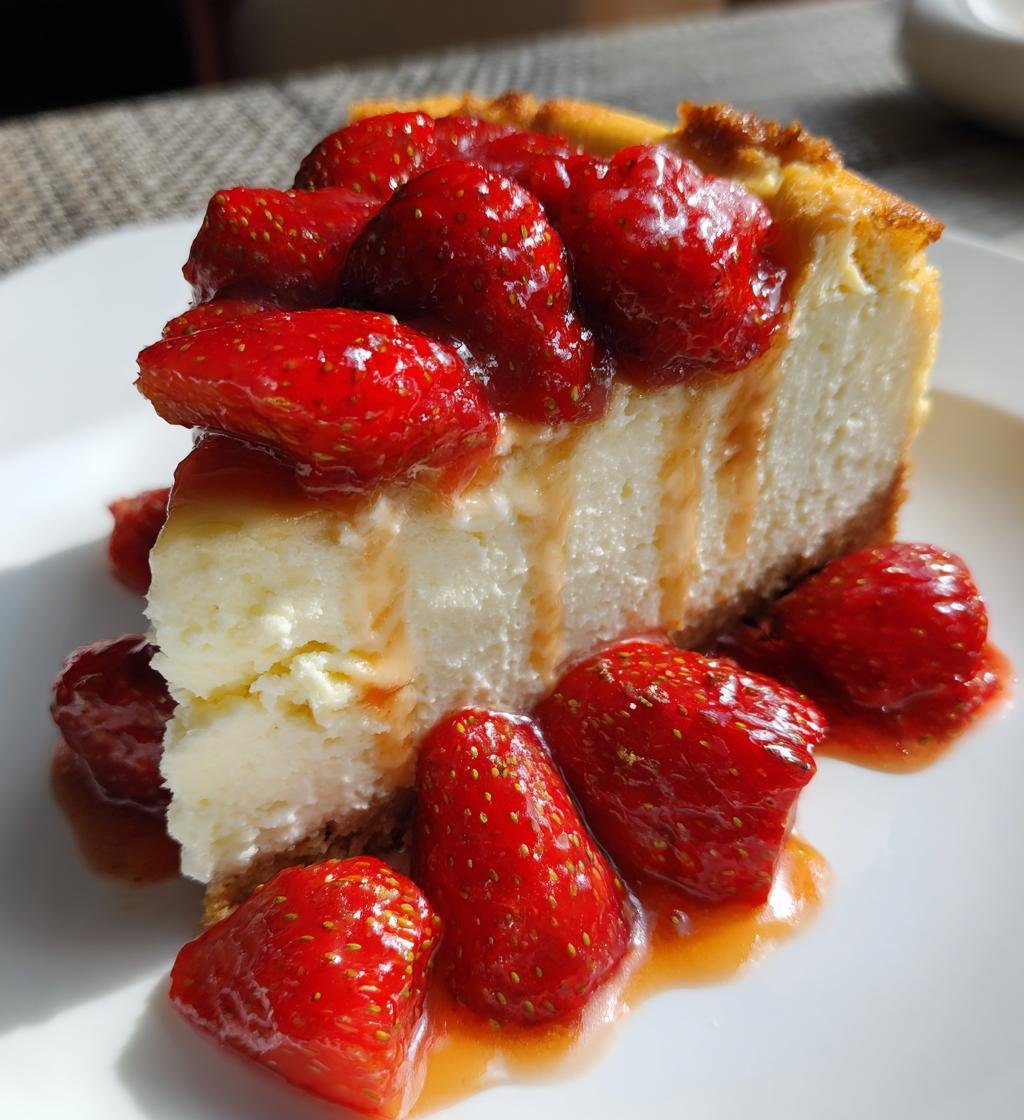Hemgjord Ostkaka med Jordgubbar och Vaniljsås - detail 1