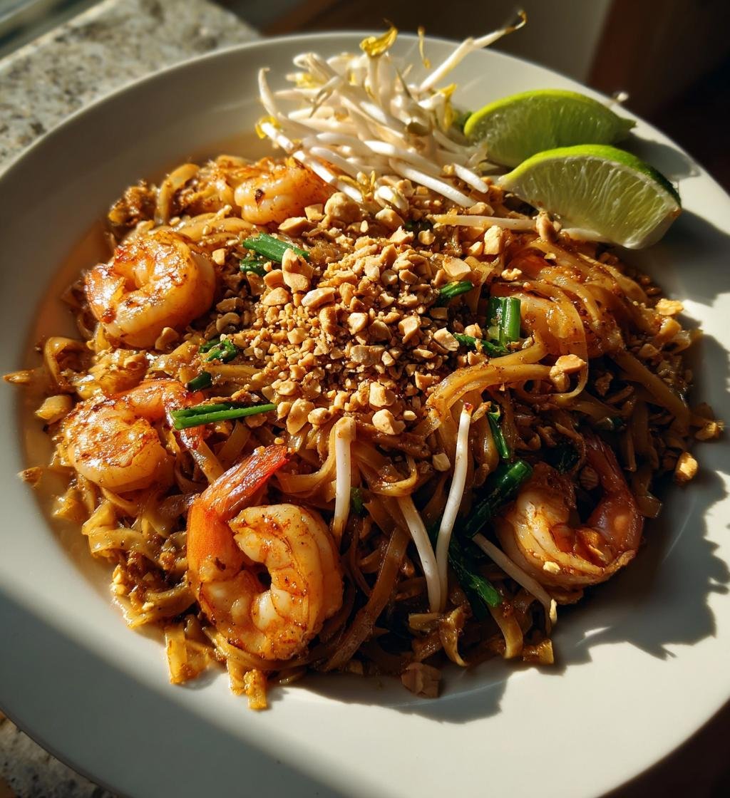 Hemgjord Pad Thai med Räkor, Böngroddar och Jordnötter - detail 1