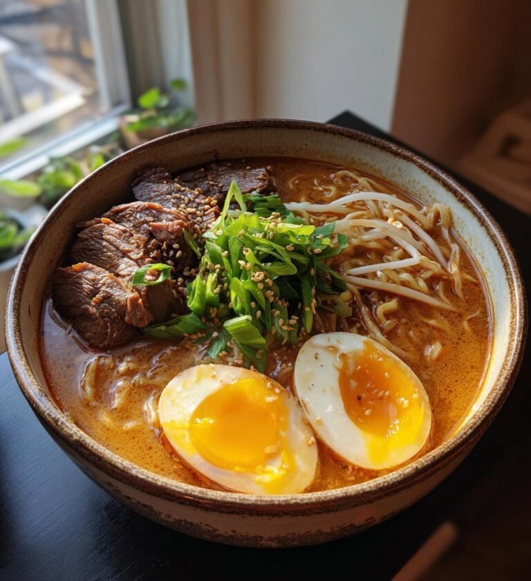 Hemgjord Ramen med Mjukkokat Ägg, Fläsk och Miso