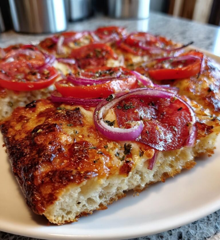 Hemgjord Surdegspizza med Salami, Rödlök och Olivsalsa