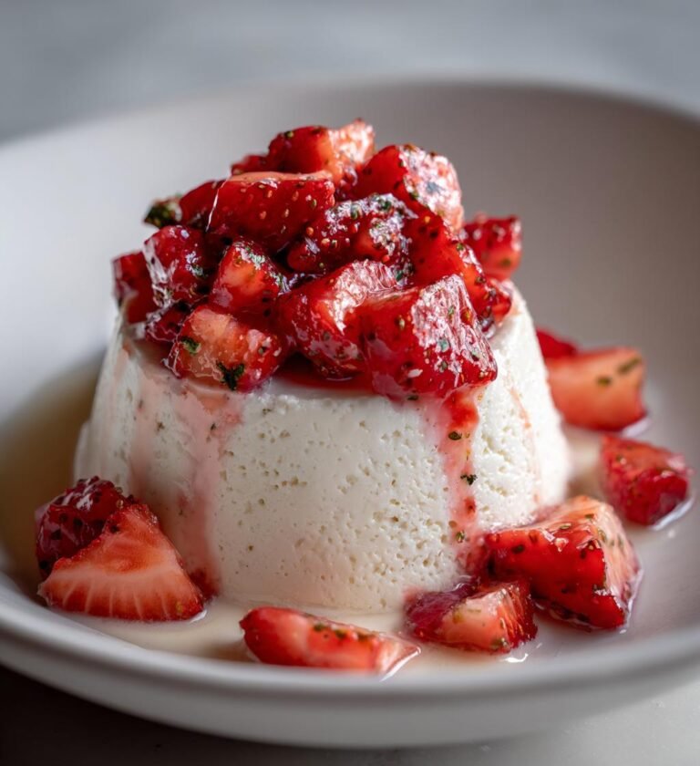 Jordgubbs- och vaniljpannacotta