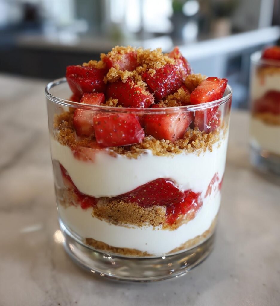 Jordgubbscheesecake i glas