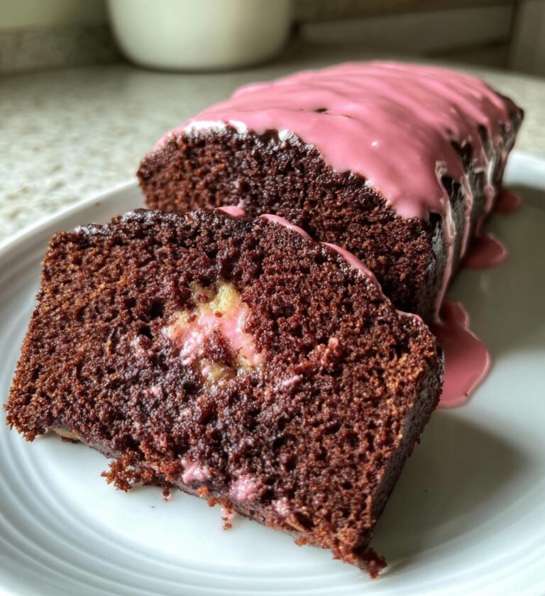 Kladdkaka med rosa glasyr