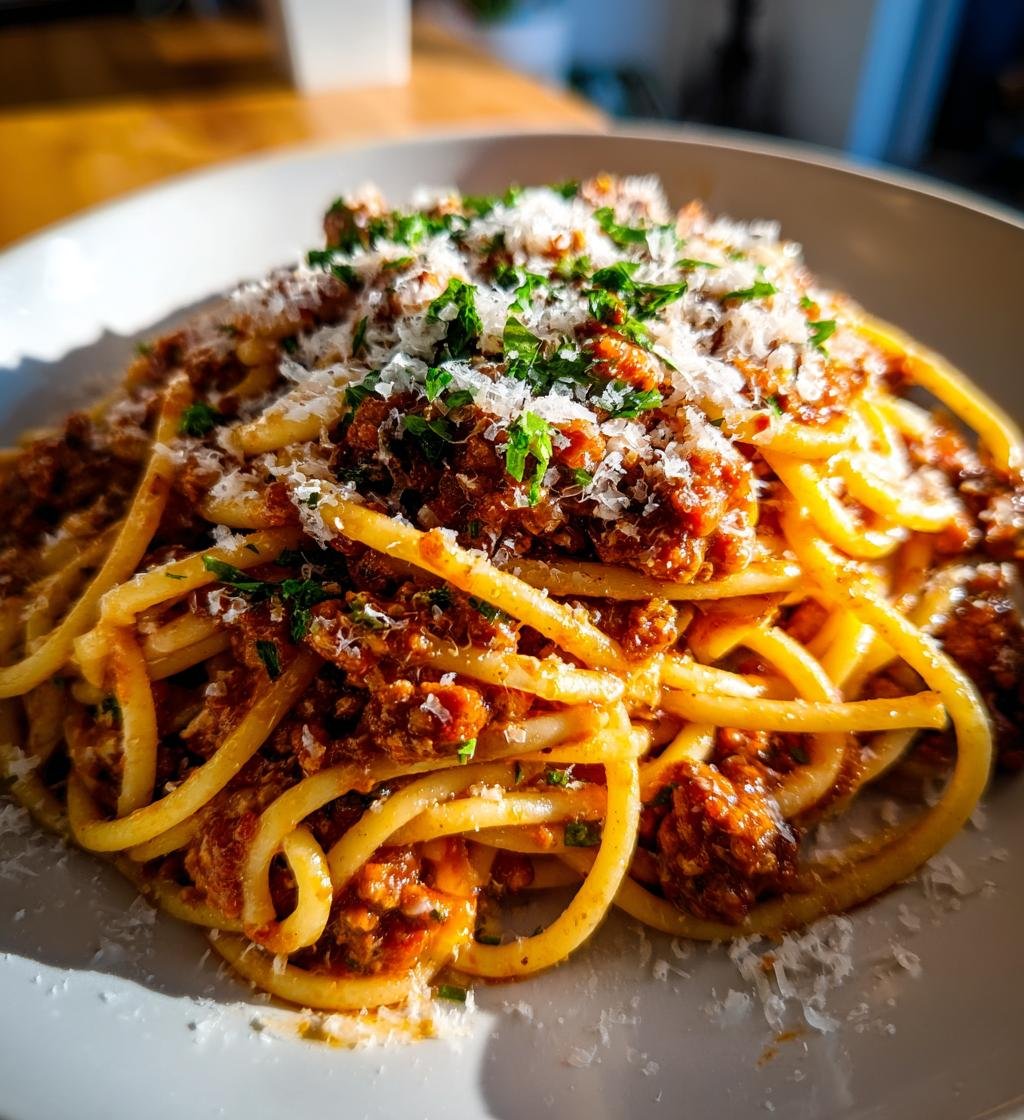 Klassisk Köttfärssås med Hemgjord Pasta och Riven Parmesan - detail 1