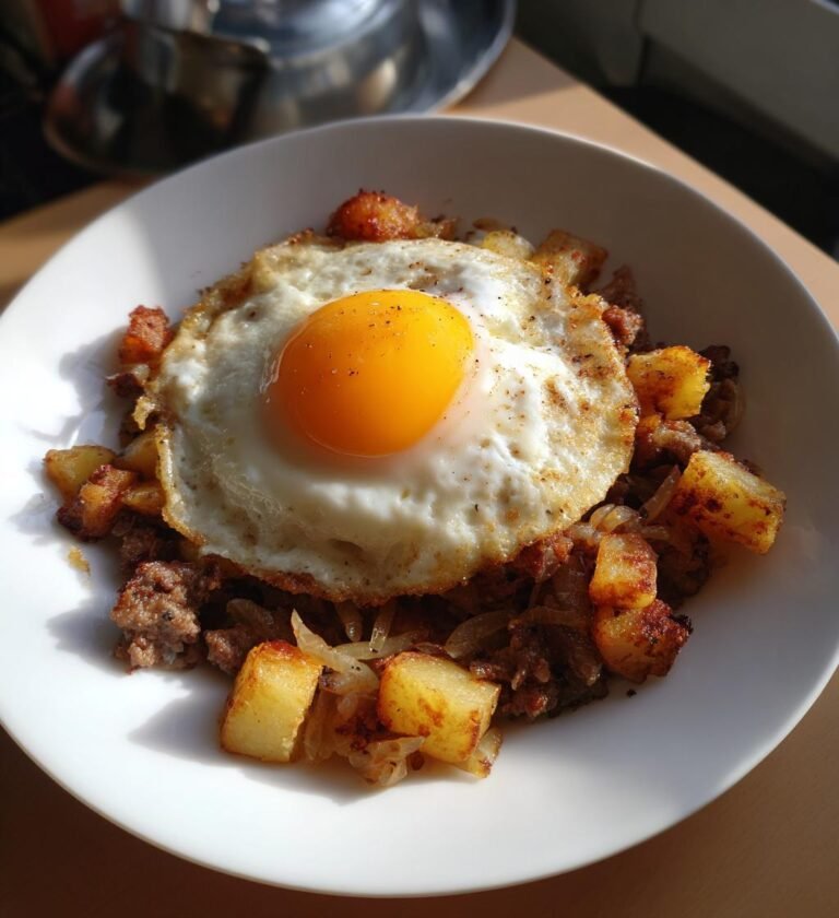 Klassisk Pytt i Panna med Stekt Ägg