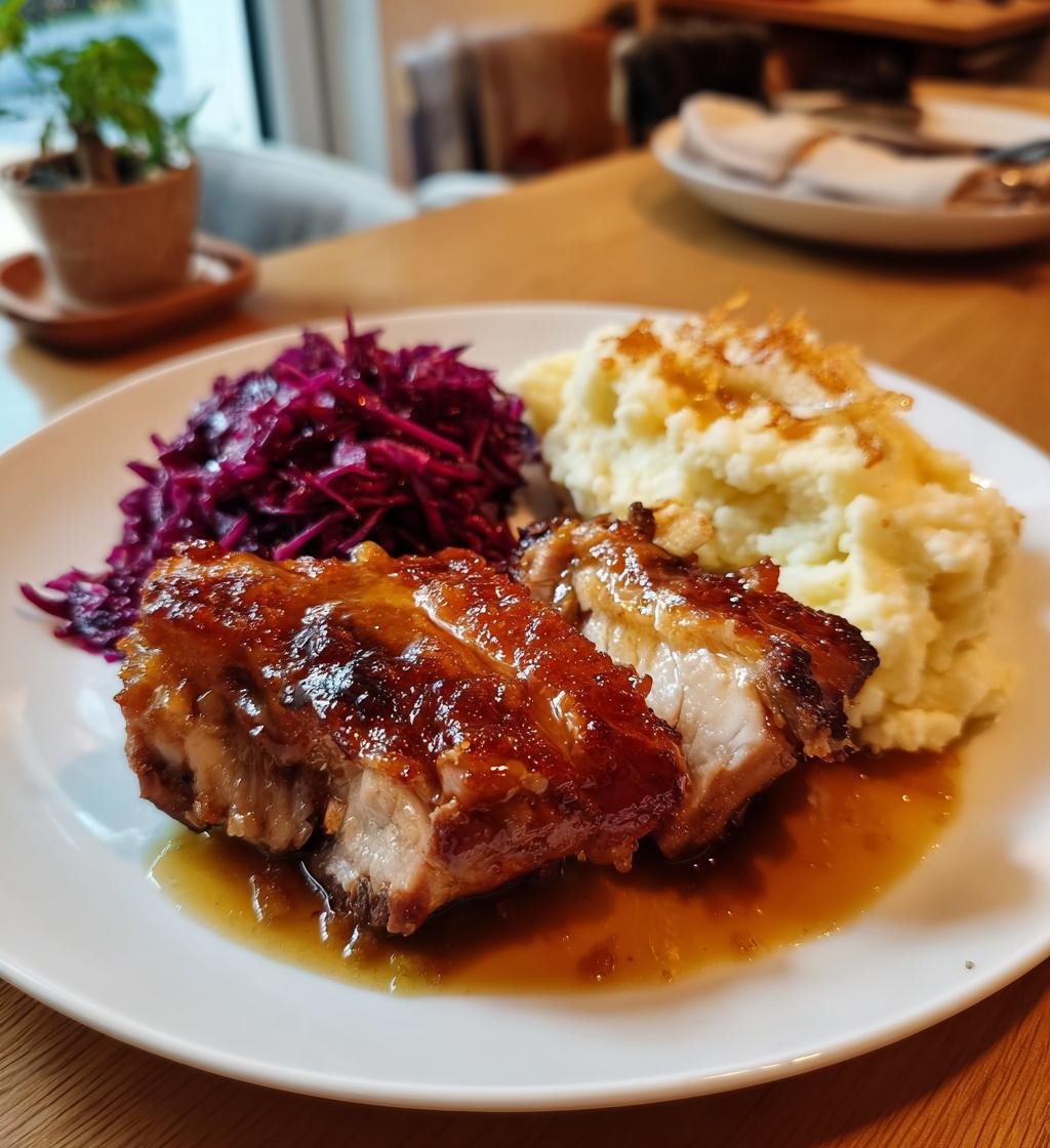 Krispig Anklår med Apelsinsås, Rödkål och Potatismos - detail 1