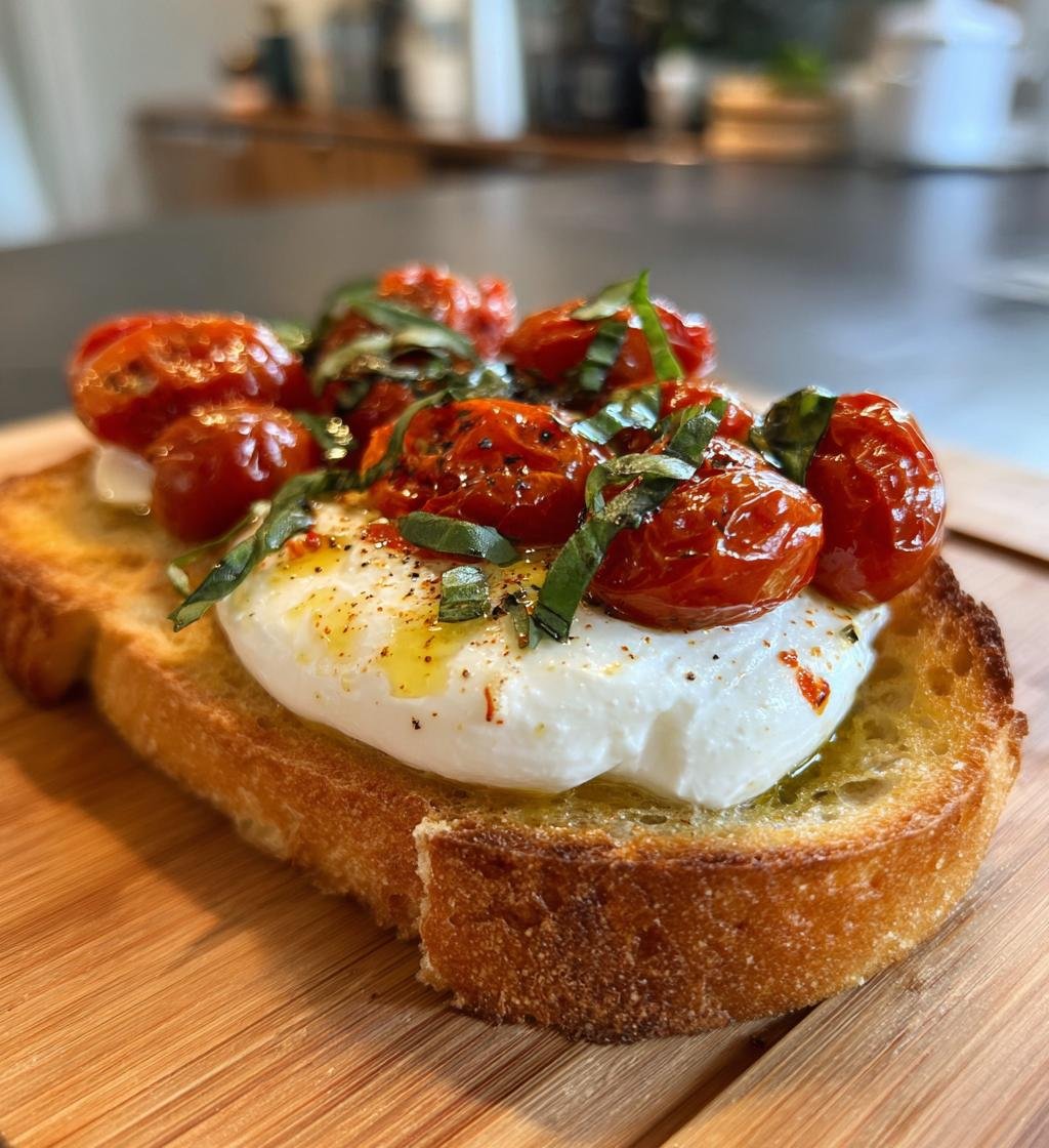 Krispig Bruschetta med Burrata, Rostade Tomater och Basilikaolja - detail 1