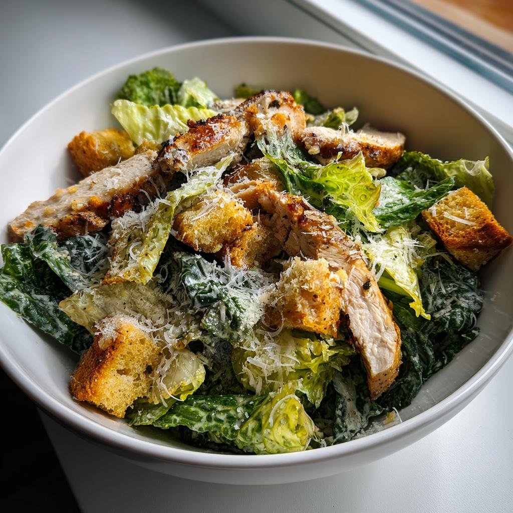 Krispig Caesarsallad med Hemgjorda Krutonger, Grillad Kyckling och Parmesan - detail 1