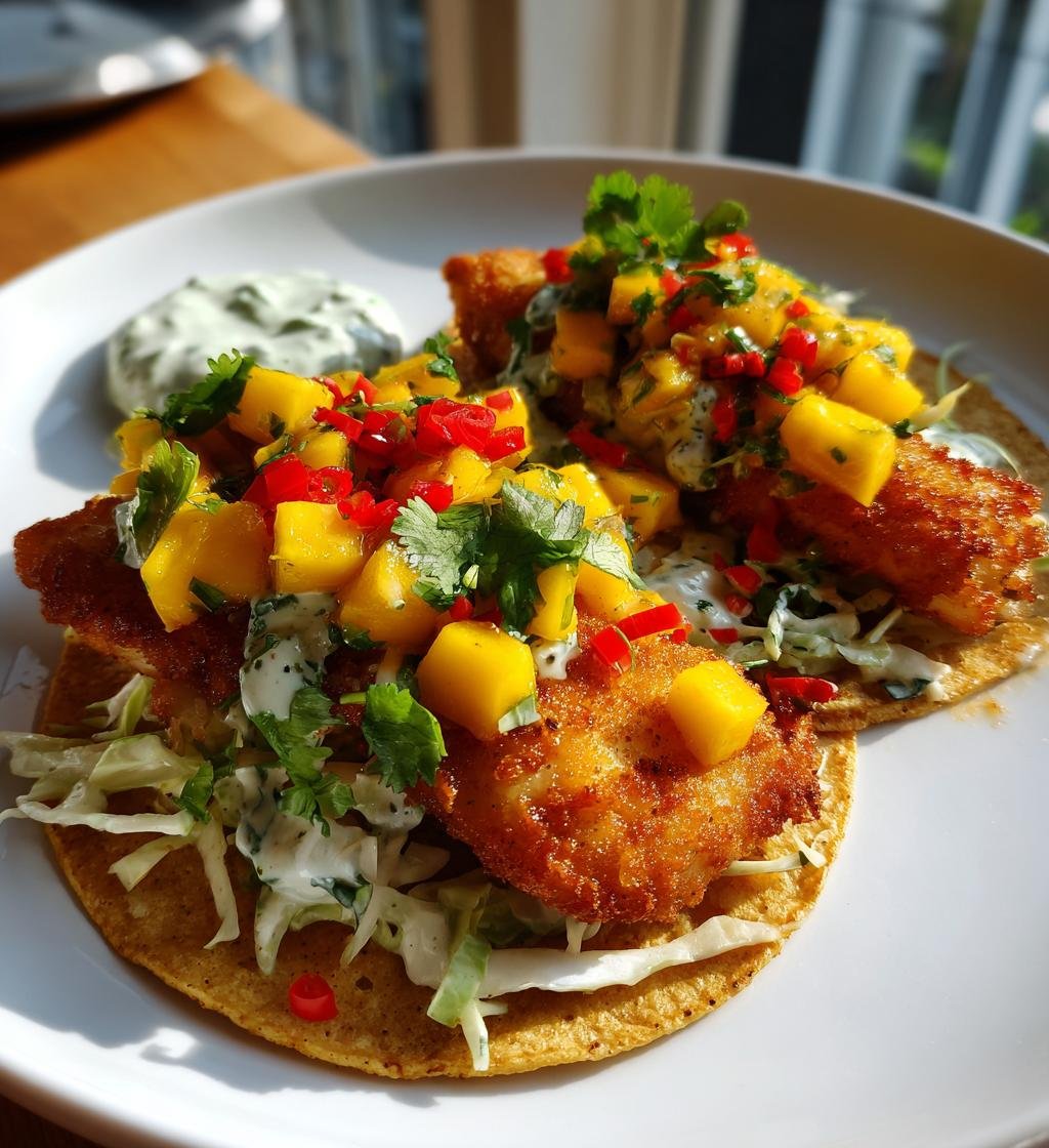 Krispiga Fisktagcos med Mangosalsa, Chilikål och Limekräm - detail 1