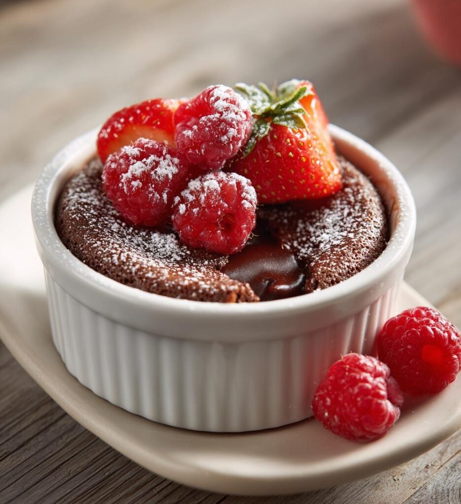 Kärleksdessert med choklad och bär