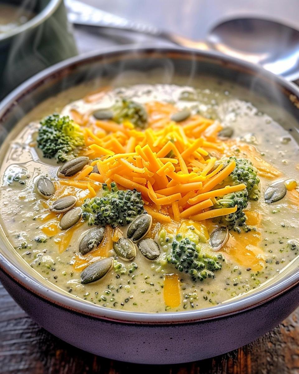 Krämig Broccolisoppa med Cheddar och Rostat Pumpafrön - detail 1