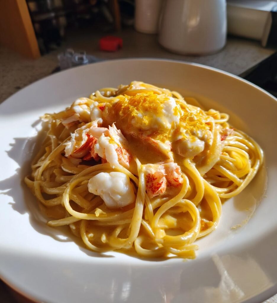 Krämig Hummerpasta med Cognac, Saffran och Citronsmör