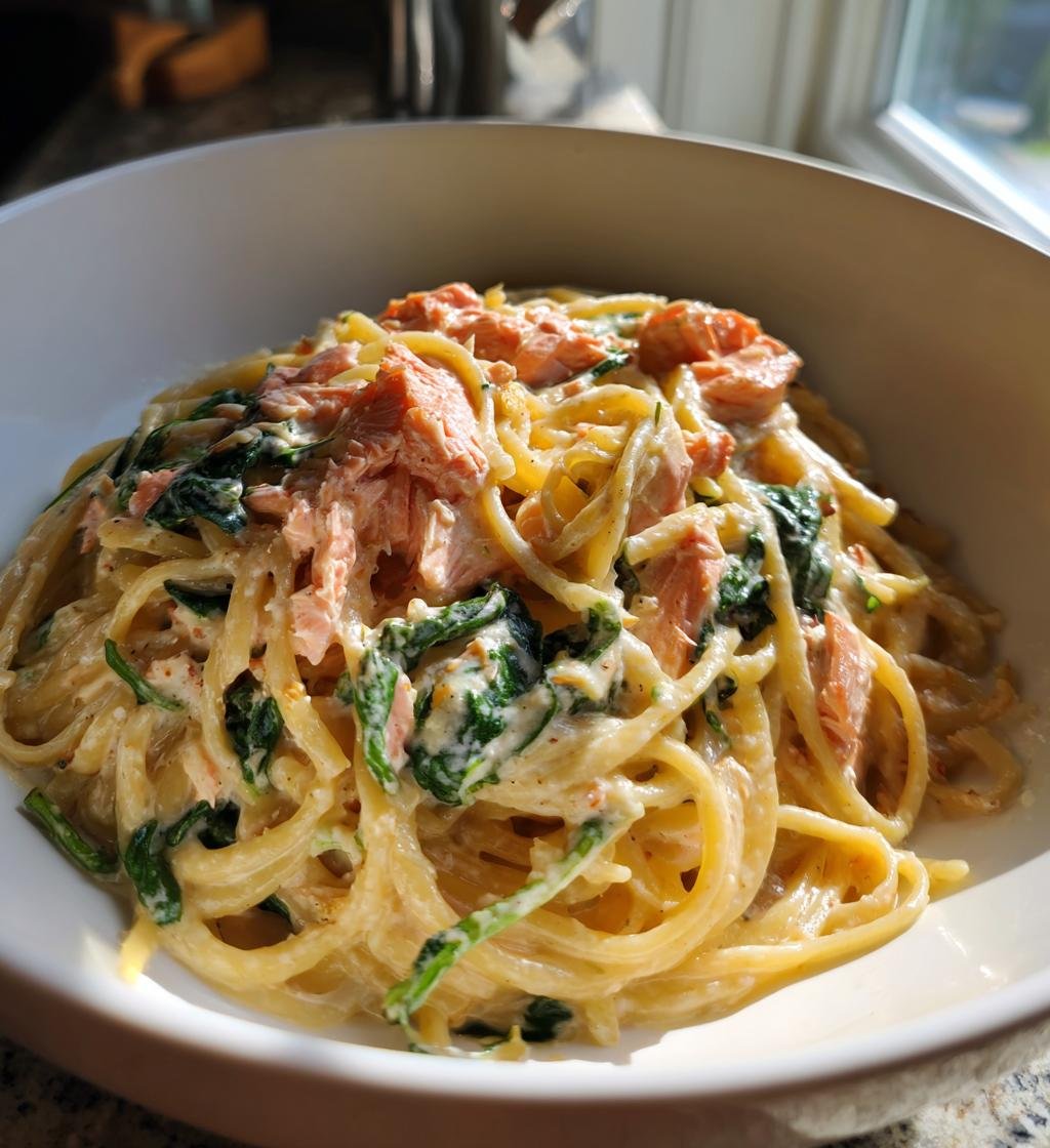 Krämig Laxpasta med Spenat - detail 1