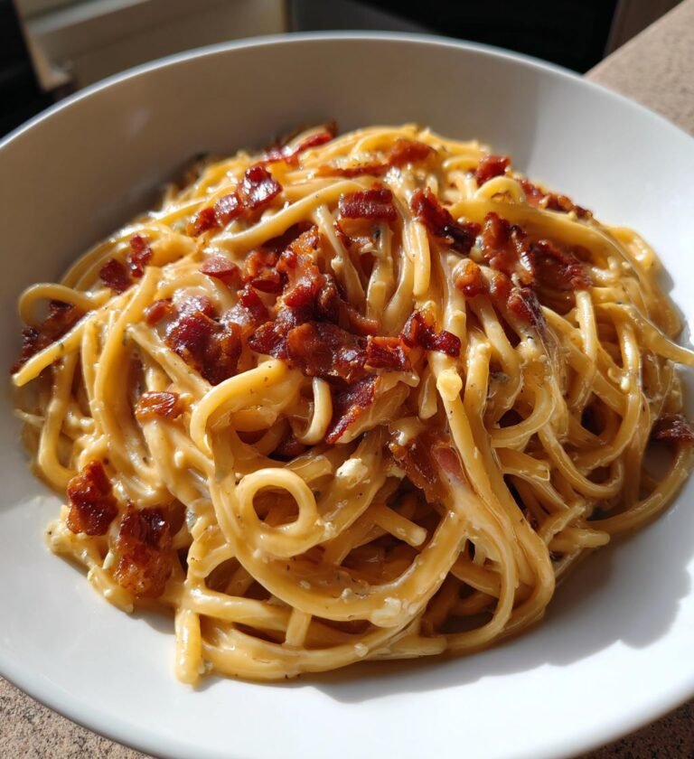 Krämig Pastasås med Bacon och Ädelost