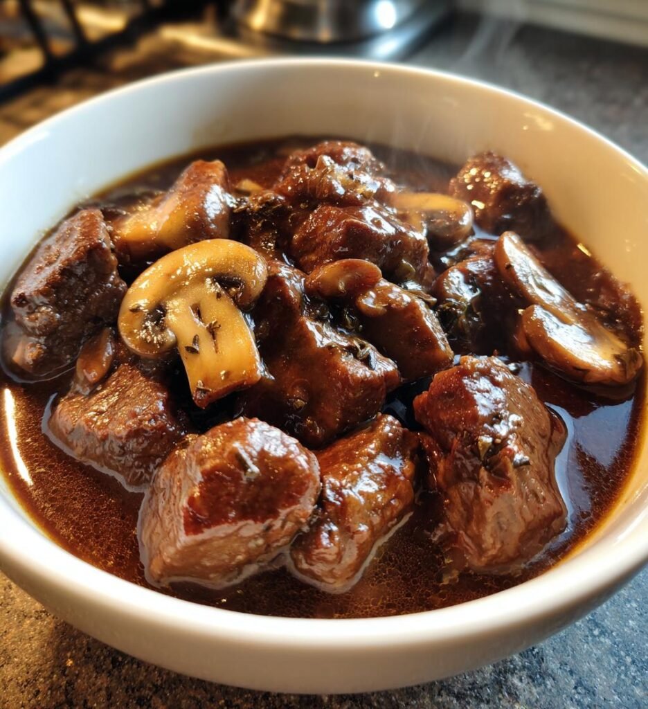 Krämig biffgryta med svamp