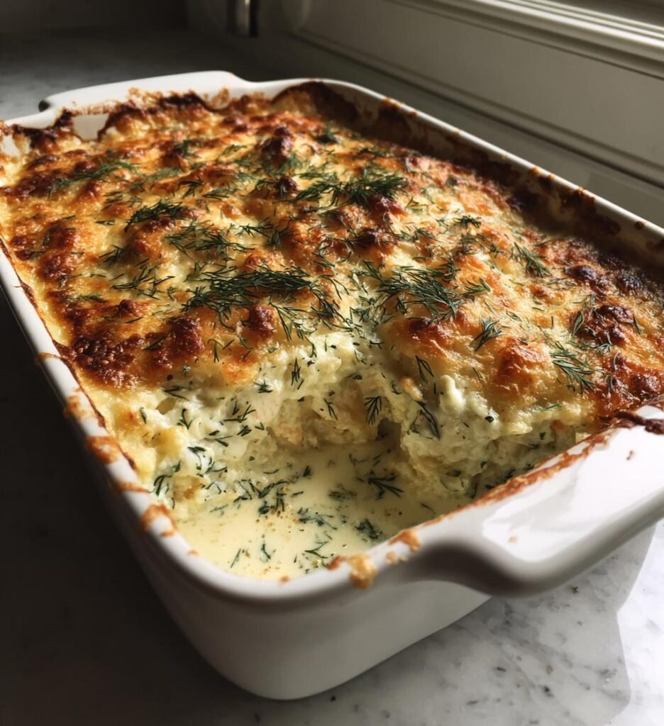Krämig fiskgratäng med dill