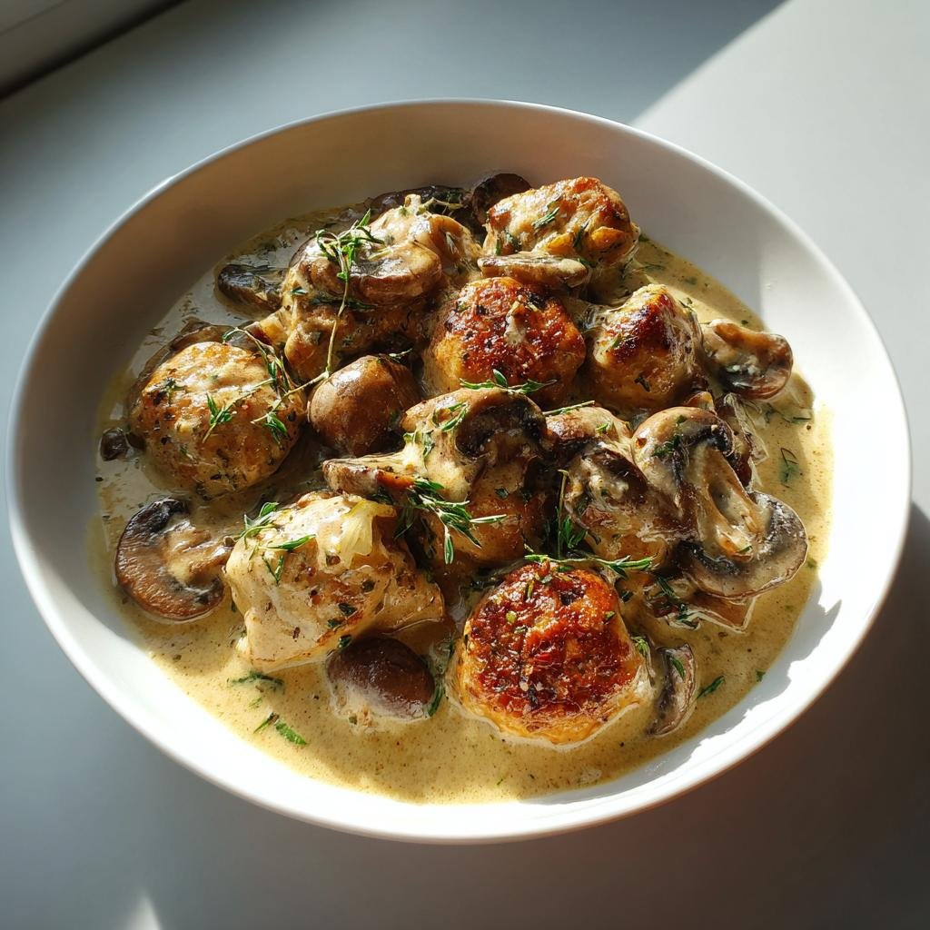 Krämig kycklinggryta med champinjoner