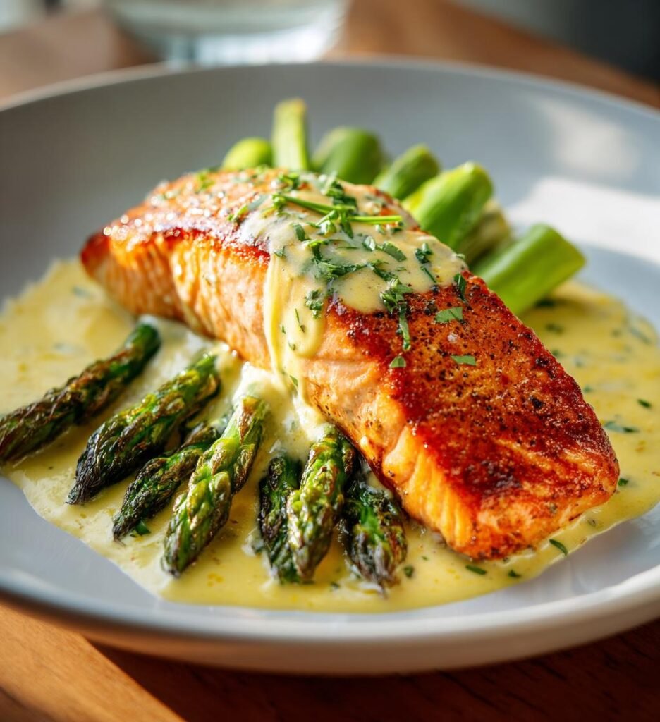 Krämig lax med sparris