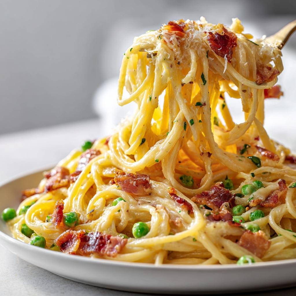 Krämig pastasås med bacon och ärtor - detail 1