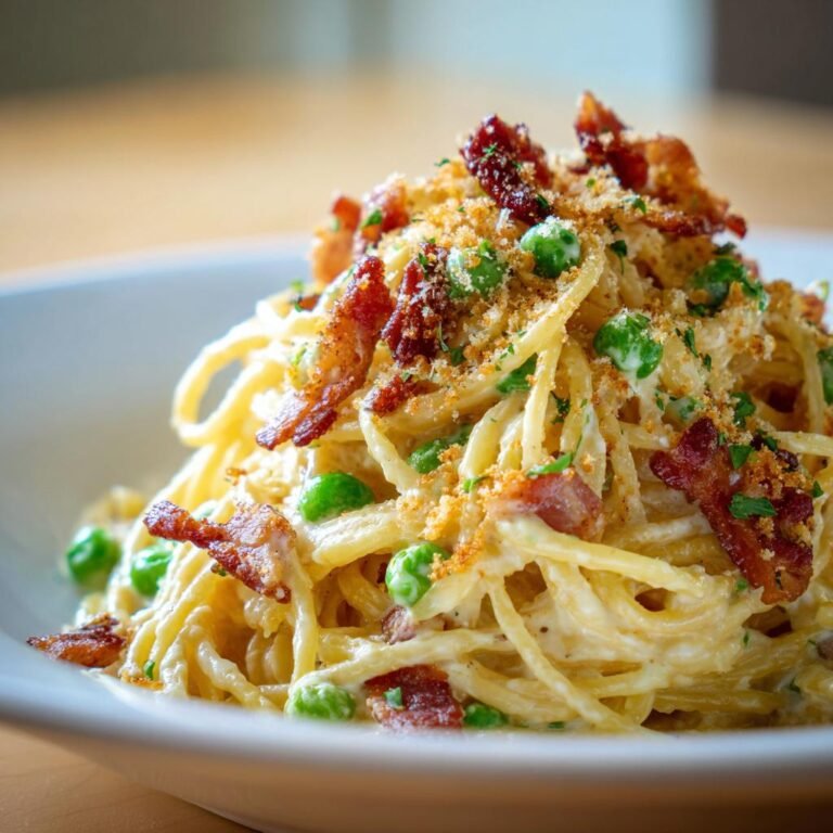 Krämig pastasås med bacon och ärtor