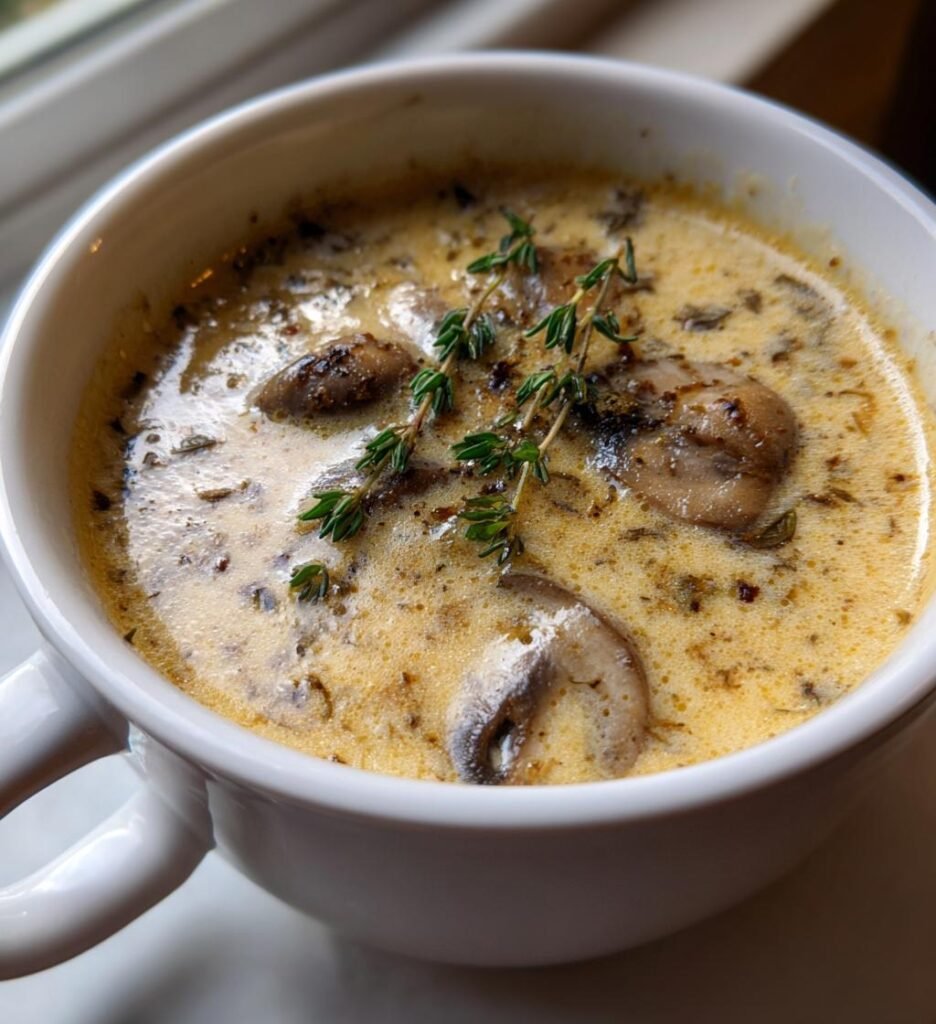 Krämig svampsoppa med timjan