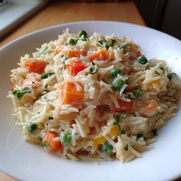Krämigt Ris med Grönsaker och Färskostsås