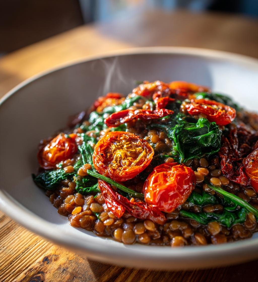 Kryddig Röd Linspasta med Soltorkade Tomater och Spenat - detail 1