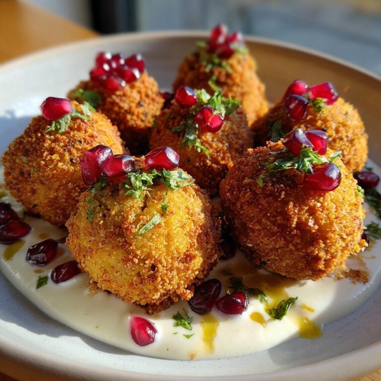 Kryddiga Kikärtsbollar med Myntayoghurt och Granatäpple