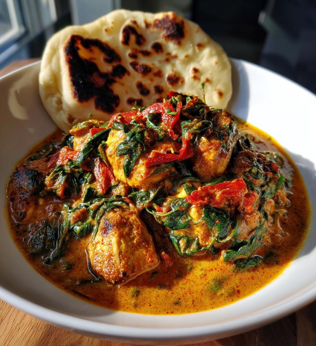 Kryddigt Kycklingcurry med Spenat och Naan Bröd - detail 1