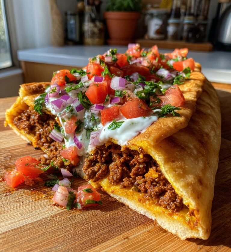 Kryddigt Nötfärsfyllt Pitabröd med Tzatziki och Tomatsalsa