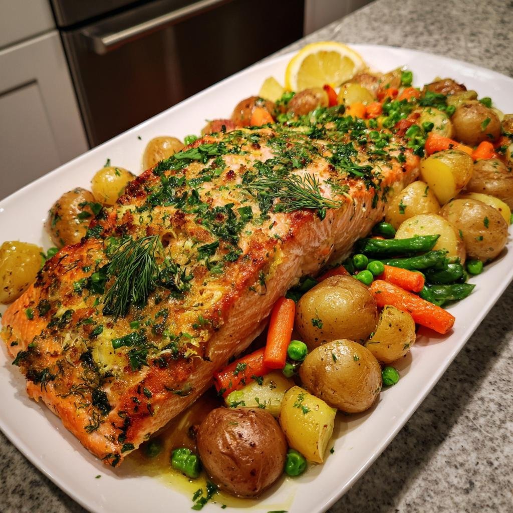 Lax i ugn med vårgrönsaker - detail 1