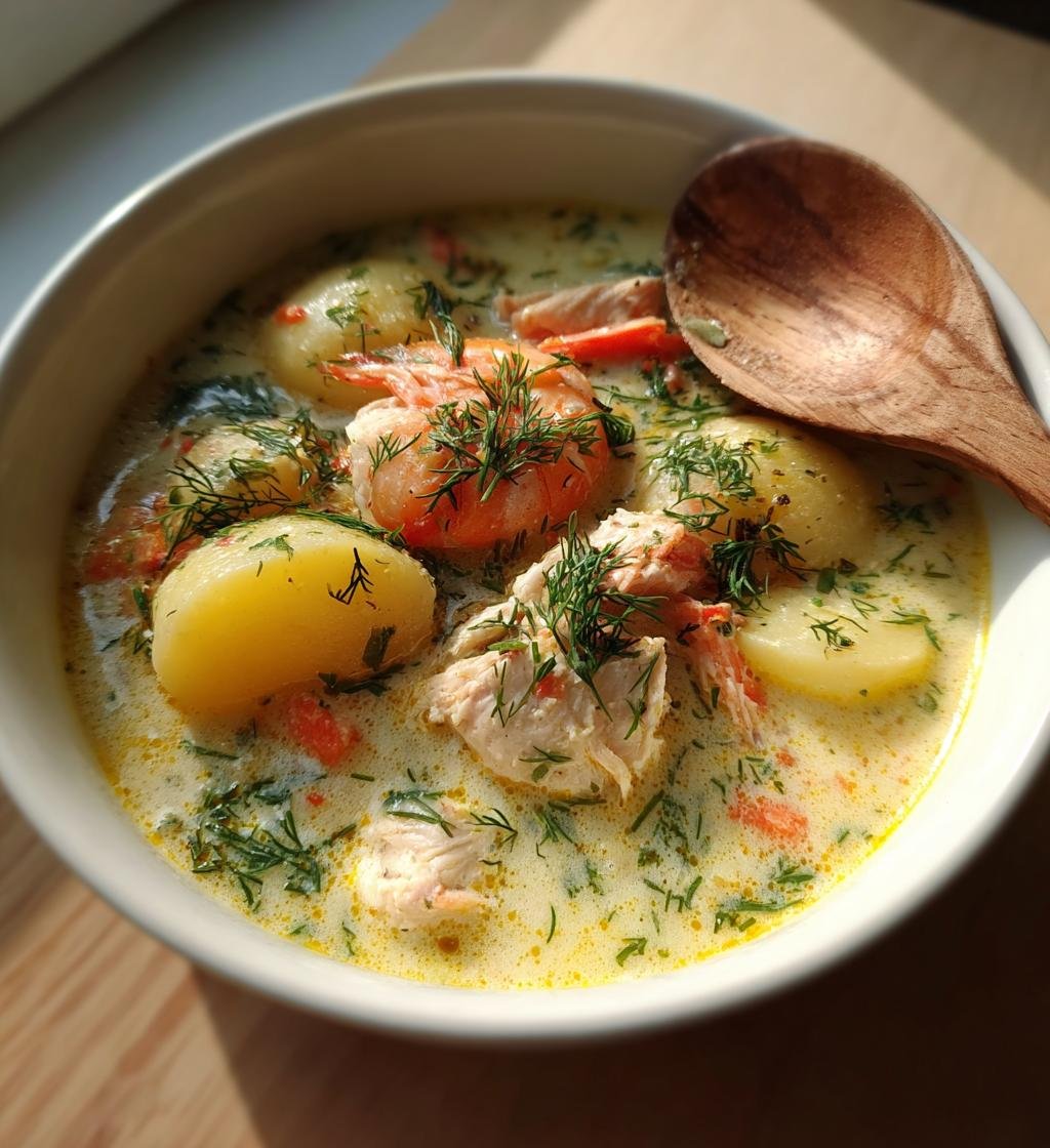Ljuvlig Fisk- och Räksoppa med Potatis och Grädde - detail 1