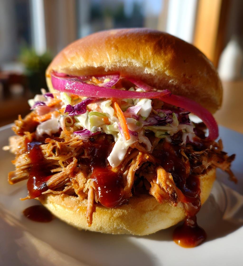 Långstekt Pulled Pork med Hemgjord Coleslaw, Inlagd Rödlök och Rökig Barbequesås - detail 1