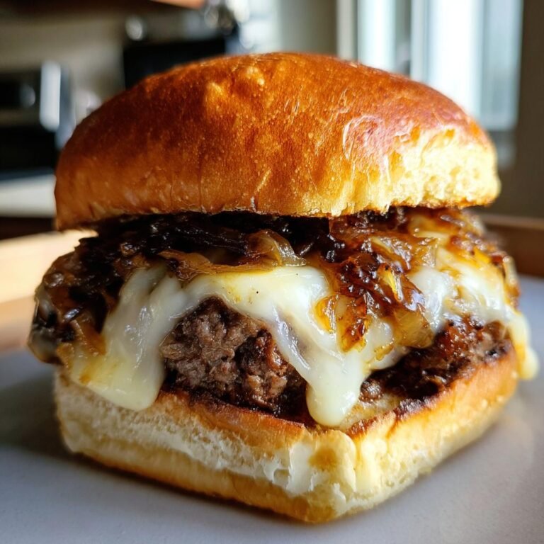 Oemotståndliga Franska Löksåsburgare med Smält Ost och Saftigt Nötfärs