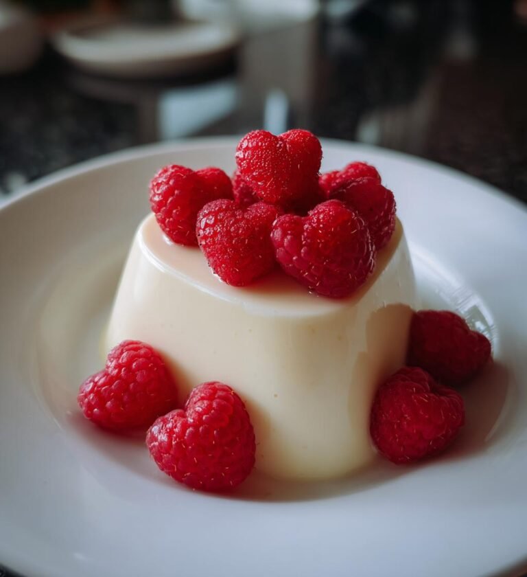 Pannacotta med hallonhjärtan