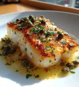 Pannstekt Torsk med Brynt Smör, Kapris och Citronskal