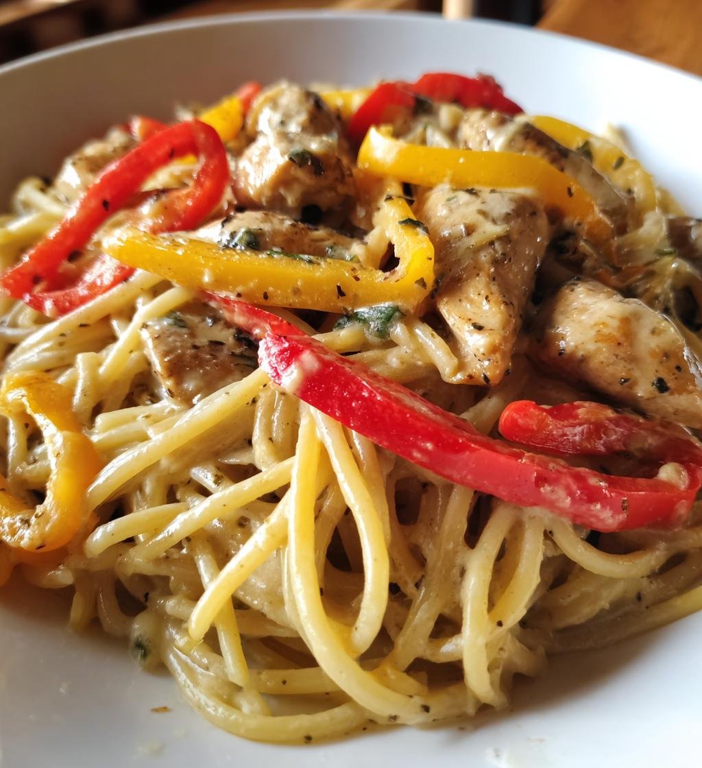 Pasta med kyckling och paprika - detail 1