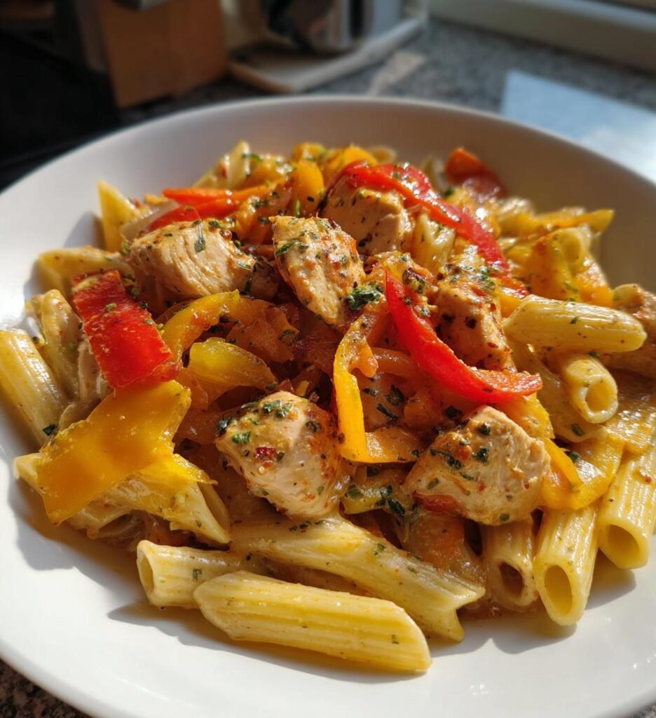 Pasta med kyckling och paprika