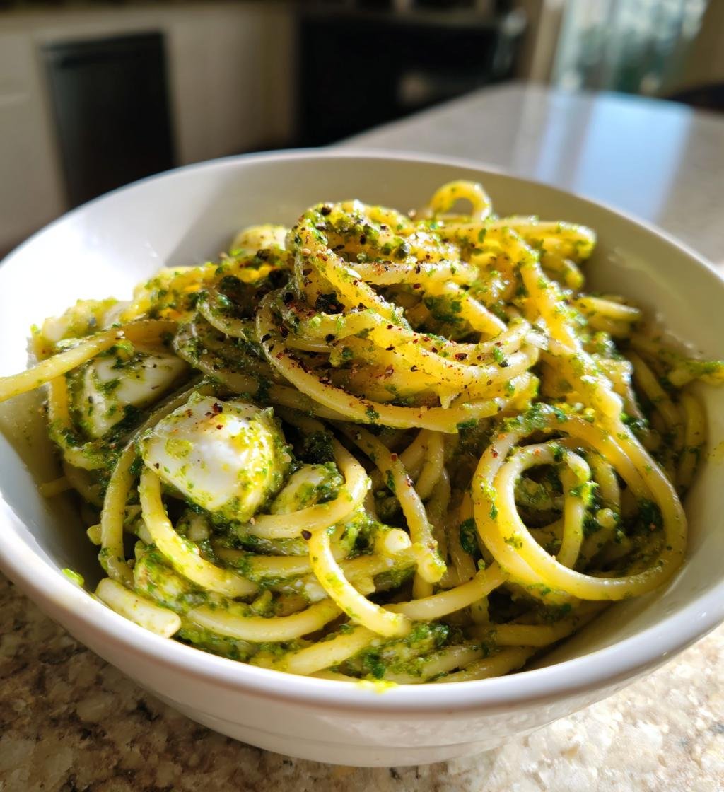 Pasta med pesto och mozzarella - detail 1