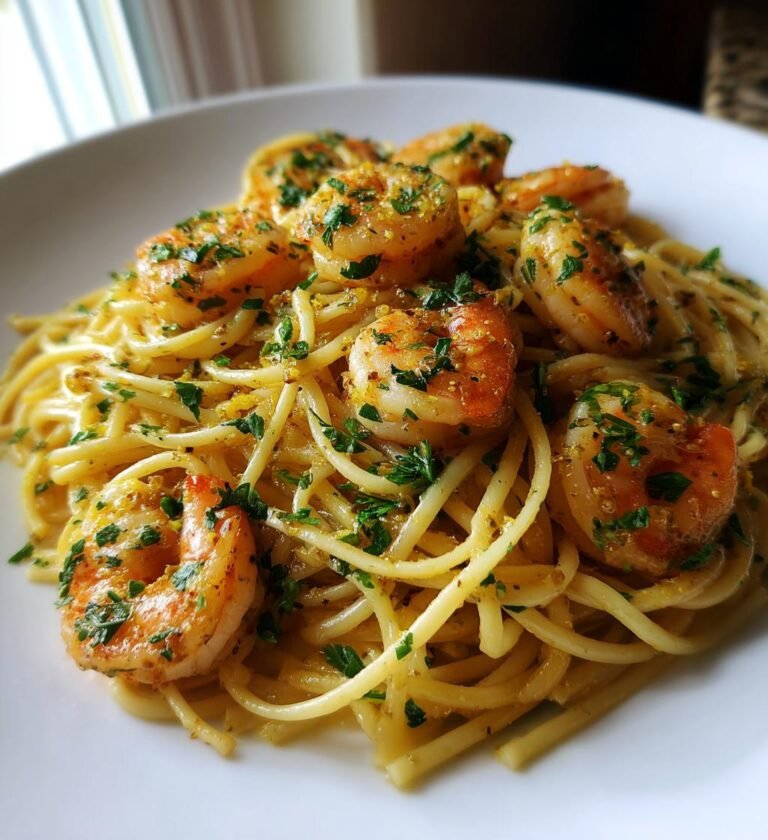 Pasta med räkor och vitlök