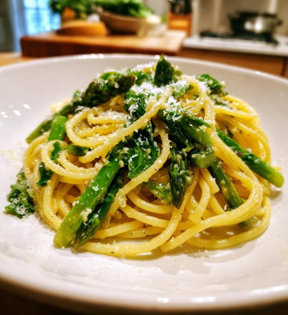 Pasta med sparris och parmesan