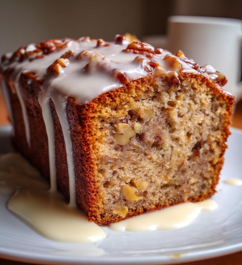 Saftig Bananbrödkaka med Valnötter och Vaniljglasyr - detail 1