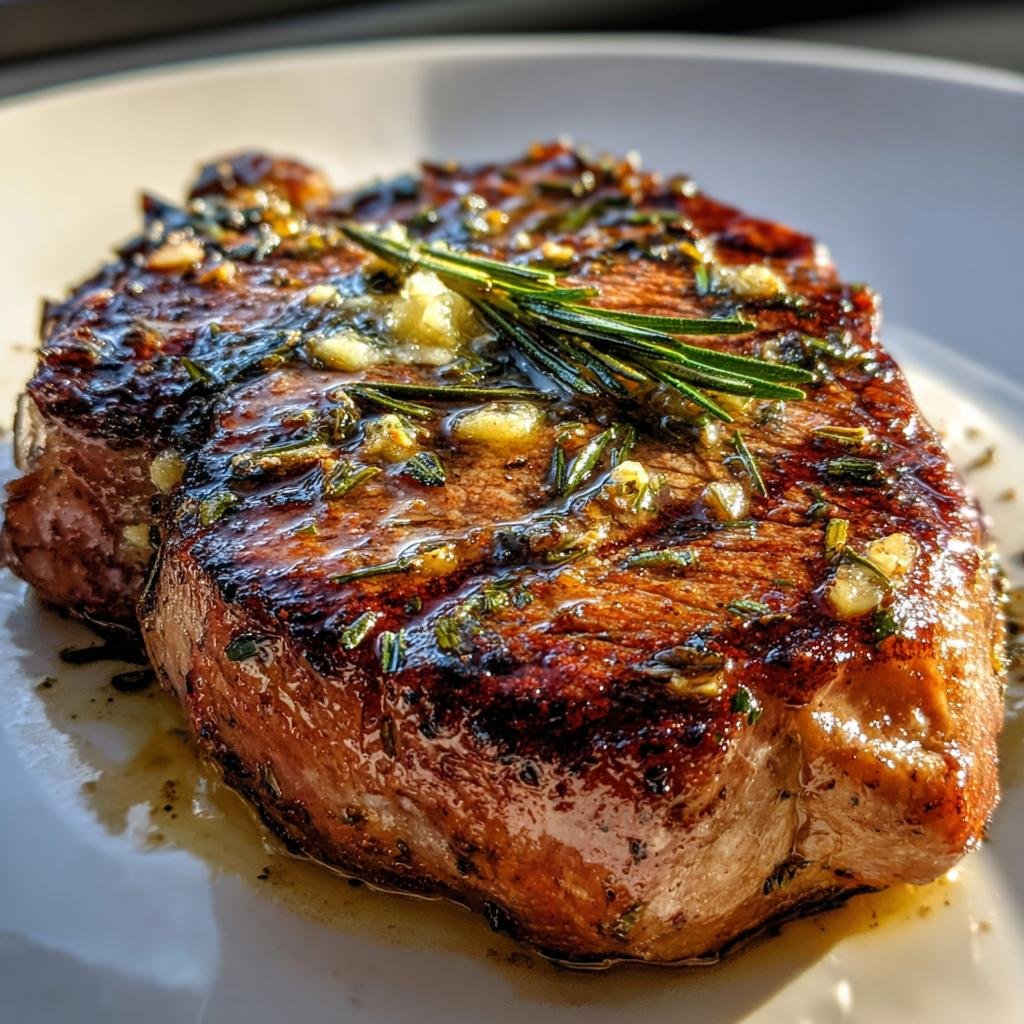 Smörigt Ribeye-Steak med Vitlökssmör och Rosmarin - detail 1