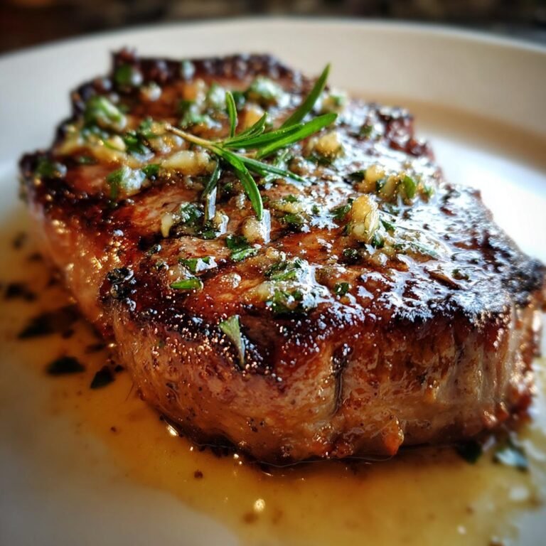 Smörigt Ribeye-Steak med Vitlökssmör och Rosmarin