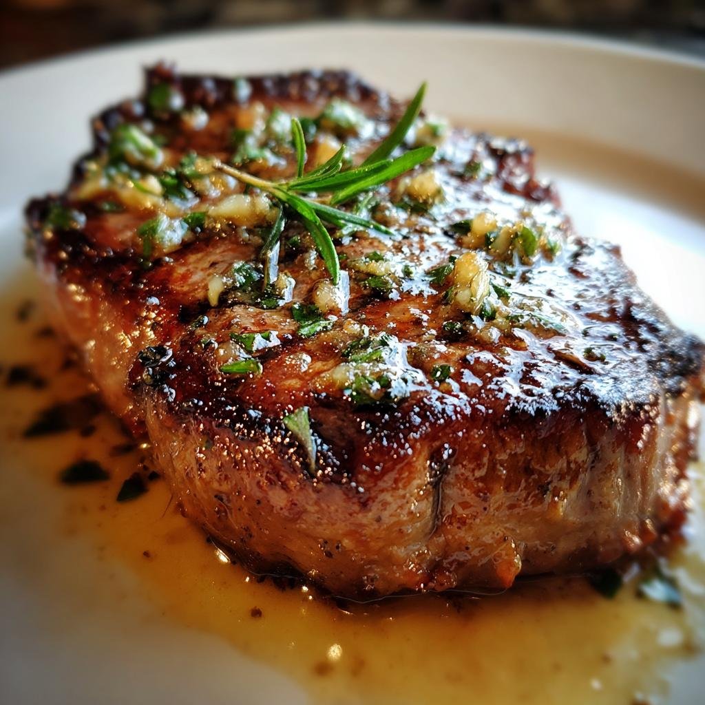 Smörigt Ribeye-Steak med Vitlökssmör och Rosmarin