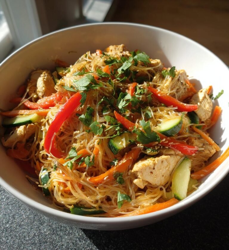 Snabb risnudelsallad med kyckling