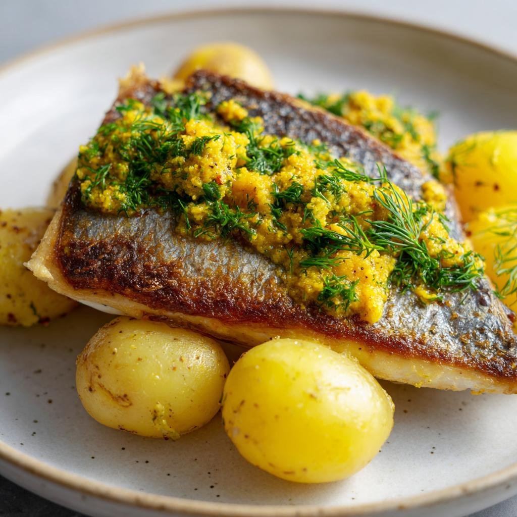 Stekt Makrill med Senap, Dill och Kokt Färskpotatis