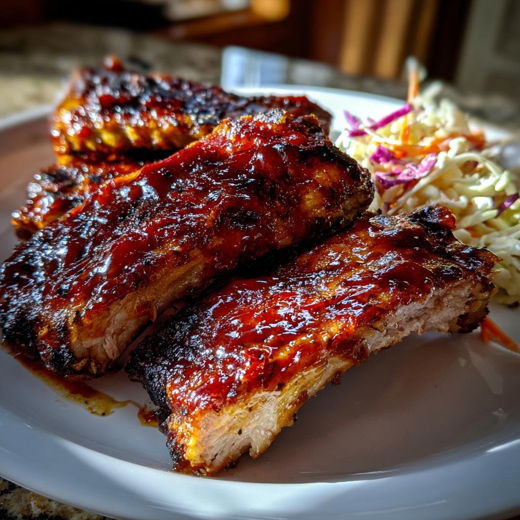 Sötsyrliga Revbensspjäll med Rökig Barbequesås och Coleslaw - detail 1